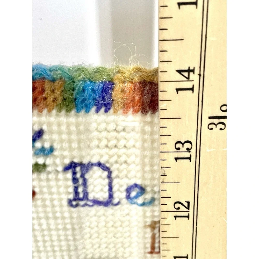 Vintage handmade cross-stitch multicolored inspirational quote wall decor
